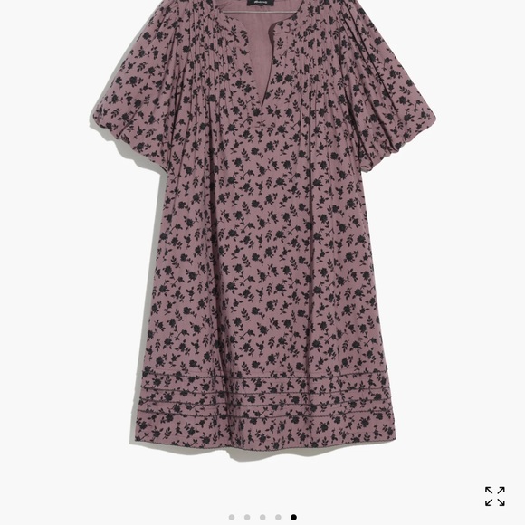 Madewell Purple and Black Mini Dress with Puff Sleeves and Pockets - Picture 3 of 8